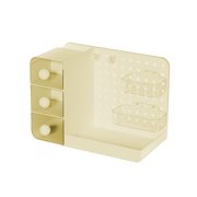 SLYNSHome Plastic Desktop Organizer with Drawer,Yellow Office Stationary Organizer Desk Caddy Small Desk Organizer Stationery Holder for Office Home