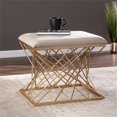 thumbnail image 3 of Meubles SEI Mikkeli Carré Velours Tabouret Rembourré Gris/or, 3 of 3