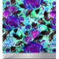 thumbnail image 1 of Soimoi Tissu en Rayonne Imprimé Feuilles & Roses 1 Yard 42 Pouces de Large, 1 of 3