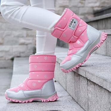Bmisegm Bottes de Neige pour Enfants Chaussures Bottes d'Hiver Mode Chaussures pour Enfants Espadrilles pour Élèves Botte Bottes pour Filles Rose 11