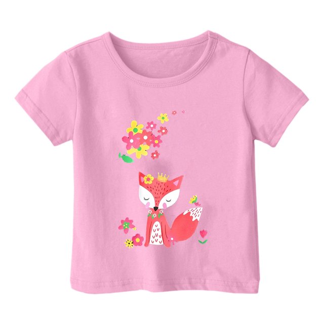 TZEWGL Hauts pour Enfants Imprimé Graphique Col Rond Manches Courtes Ample pour Filles Garçons Taille 1-2T