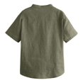 thumbnail image 2 of CHOK Boys Button Up Henley Short Sleeve Linen Cotton Tops with Pocket, 2 of 4