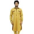 thumbnail image 1 of Atasi Men's Pathani Style Men's Punjabi Shirt Yellow Kurta Pyjama Set-L, 1 of 7