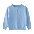 thumbnail image 1 of aohooy Girls Long Sleeve Cardigan Sweater Todder Infant Open Front Button Closure Knitted Cable Cardigans Tops 6M-5Y Sky Blue,130, 1 of 4