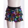thumbnail image 3 of XUNZOO Girls Sequins Ruffle Layers Culottes Kids Shiny Hip Hop Samba Skirt with Shorts Latin Mini Colorful 4, 3 of 7