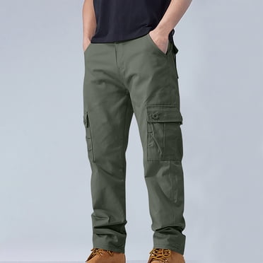 Men's Cotton Cargo Work Pants - Slim Straight-Leg Multi-Pocket Tactical Pants for Hiking, Outdoor Activities and Casual Wear
