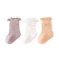 thumbnail image 2 of FAIWAD 3 Pairs Toddler Lace Socks Girls Ruffle Frilly Mesh Breathable Princess Socks Birthday Party Non Slip Ankle Socks, 2 of 3