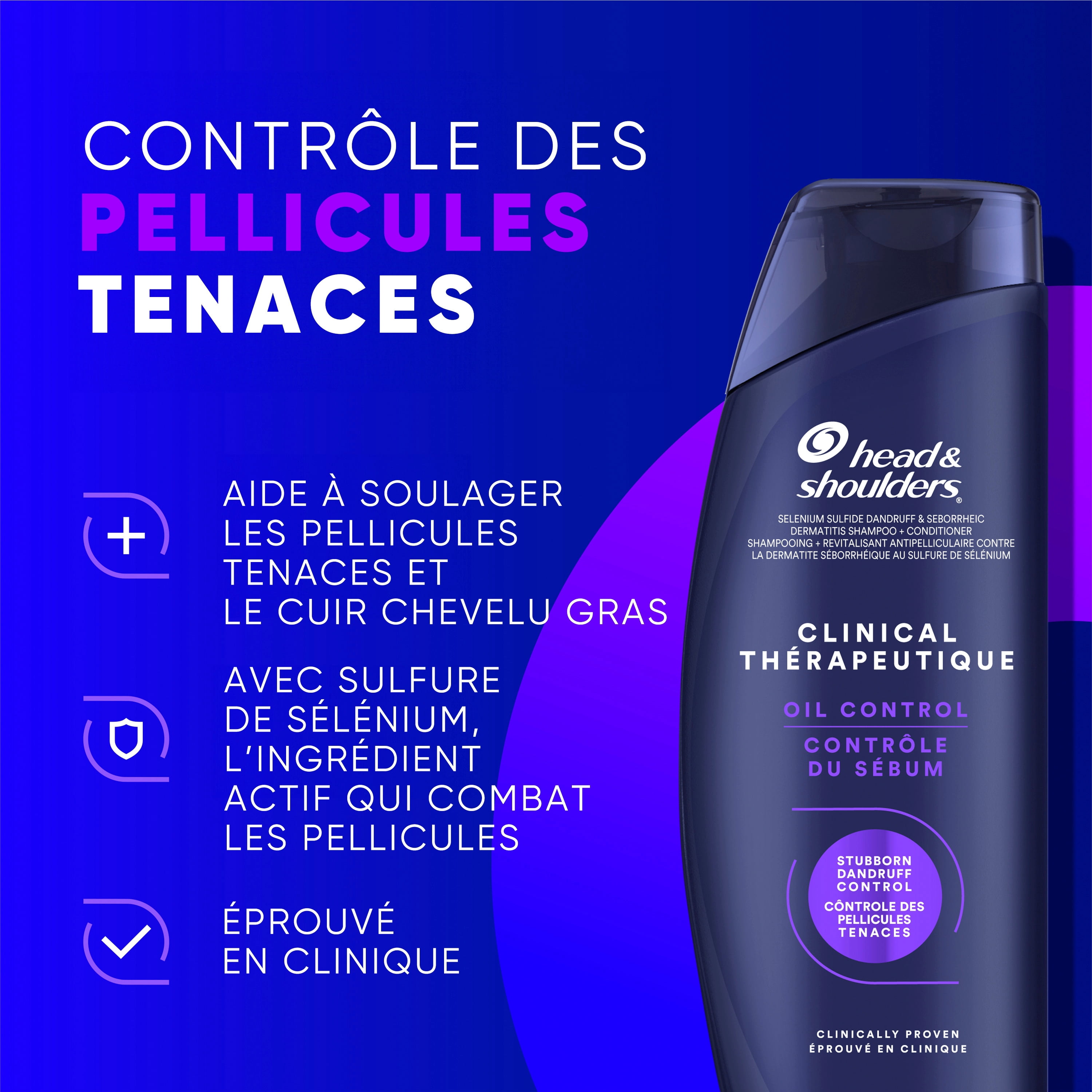 Head & Shoulders Dandruff Shampoo, Clinical Strength Oil Control, 1% Selenium Sulfide, Oily Scalp, Flake Protection, Stubborn Dandruff Control, Jasmine Scent, 400 mL