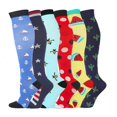 thumbnail image 1 of FhsagQ Chaussettes Chaussettes pour Femmes avec Peignoir Femmes 6 Pcs Longues Chaussettes de Compression Leggings Longues Chaussettes de Compression de Course Chaussettes de Sport de Plein Air Femmes Chaussettes Chaussettes en Résille pour Femmes Grande Taille Blanc Rouge G, 1 of 2