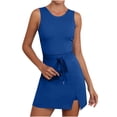 thumbnail image 1 of Dealovy Combinaisons Courtes pour Femmes Athlétiques Sans Manches Robe de Tennis avec Shorts Intégrés Été Taille à Cordon Robes Mini, 1 of 7