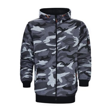 Ediodpoh Chandail à Capuchon Camouflage Décontracté Automne/hiver pour Homme Cardigan à Fermeture Éclair Manteau à Capuchon Chandails pour Hommes Gris TTG