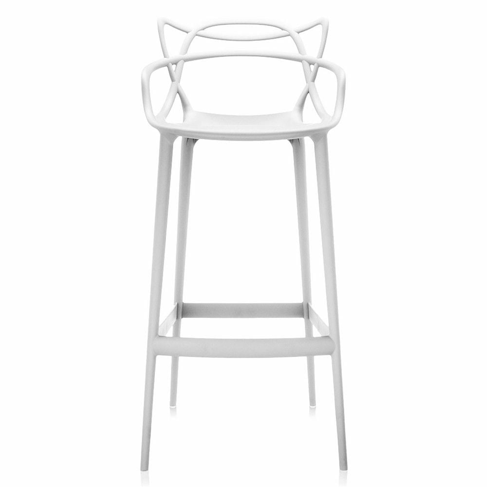 Tabouret Plata Import Keeper en Blanc, Tabouret emmêlé Blanc, Tabouret Moderne du milieu du siècle en Blanc, Tabouret intérieur-extérieur, Tabouret de cuisine, Tabouret de restaurant, Tabouret blanc K