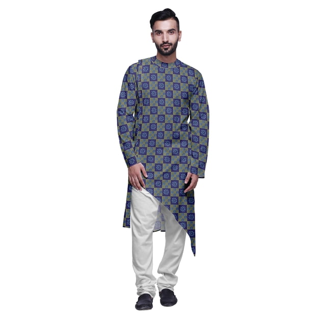 Atasi Designer Printed Summer Wear Long Kurta With White Pajama Set For Men