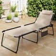 thumbnail image 4 of Costway Lot de 2 Chaises Longues Pliantes Surdimensionnées avec Dossier Réglable, Poche pour Oreiller, Beige, 4 of 9