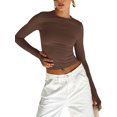 thumbnail image 2 of Faithtur T-shirt pour Femmes, Manches Longues Col Rond Ajusté Crop Top avec Trous pour les Pouces pour Usage Quotidien, 2 of 4