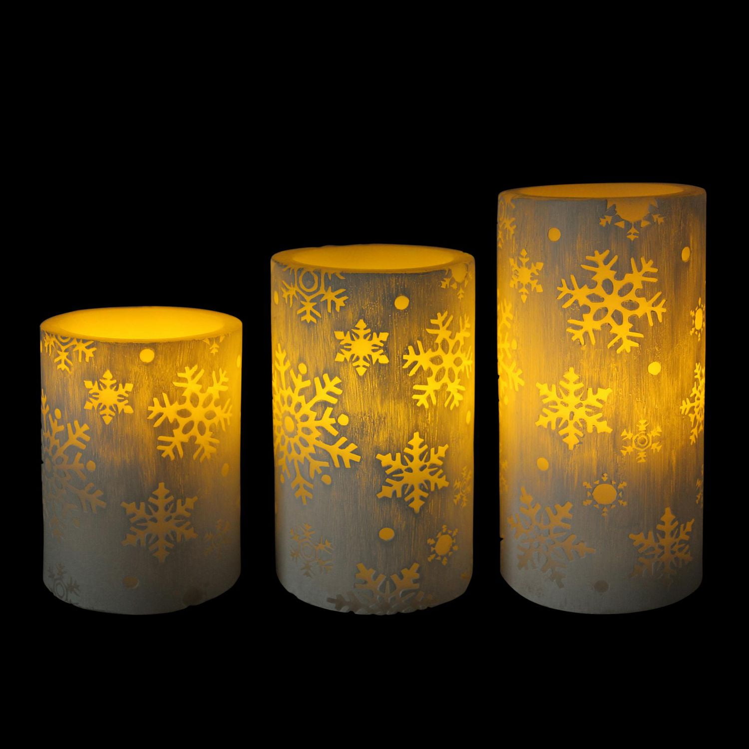 Hometrends Bougie pilier LED flocon de neige blanche en relief avec télécommande