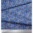 thumbnail image 2 of Soimoi Blue Rayon Fabric Square Geometric Fabric Prints By Yard 56 Inch Wide, 2 of 3