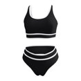 thumbnail image 4 of FAIWAD Womens 2 Piece Swimsuits Sports Color Block Bikini Sets Removable Bra Pad Full Coverage Bathing Suits for Girls, 4 of 5