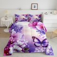 thumbnail image 2 of Erosebridal Ensembles de Couette Papillon Violet Taille Tout-Petit, Couettes et Duvets à Fleurs, Réversible, 2 Pcs, 2 of 7