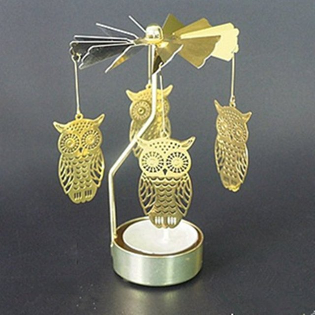 PENGXIANG Hot Spinning Rotary Metal Carousel Tea Light Candle Holder Stand Light Gift