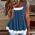 thumbnail image 2 of Chbgutlmr Womens Tops Plus Size Scoop Neck Sleeveless Button Ruched Patchwork Loose Tank Tops Color Block, 2 of 6