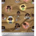 thumbnail image 1 of Soimoi Brown Poly Georgette Fabric Circle,Cook & Working Girl Print Fabric by the Yard 52 Inch Wide, 1 of 3