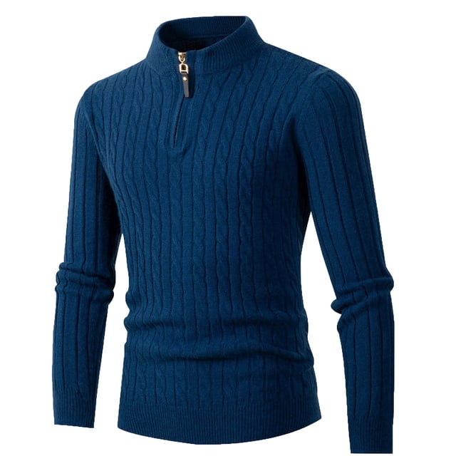 TIMIFIS Sweatshirts For Men Half Turtleneck Zip Knit Sweater Long Sleeve Rib Bottom Hem Shirt pring