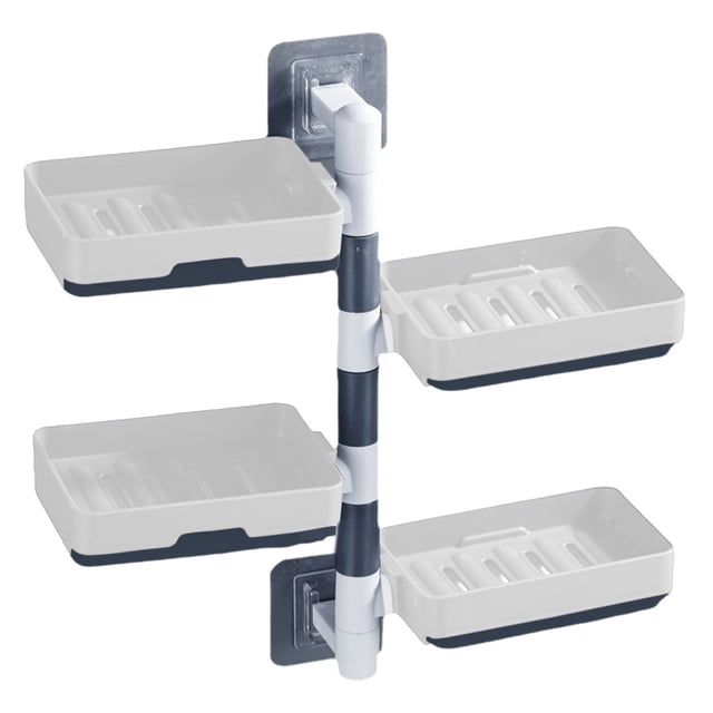 TopLLC Soap Holder 4-Layer Self-Adhesive Soap Dish Wall Mounted Rotatable Soap Holder Box Storage For Bathroom Kitchen