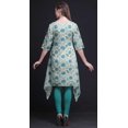 thumbnail image 3 of Bimba Kurti Asymétrique Vert Bandhani Imprimé Teinture sur Nœuds pour Femmes Robe d'Été Indienne Tunique Grand, 3 of 6