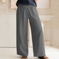 thumbnail image 2 of Pantalons en Coton et Lin pour Femmes Large Large Taille avec Poches, 2 of 7