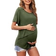 thumbnail image 4 of TIMIFIS T-Shirts de Maternité pour Femmes Été T-Shirts d'Allaitement Manches Courtes Hauts Décontractés Confortables Unis Col Rond Vêtements de Grossesse - Printemps/été, 4 of 8