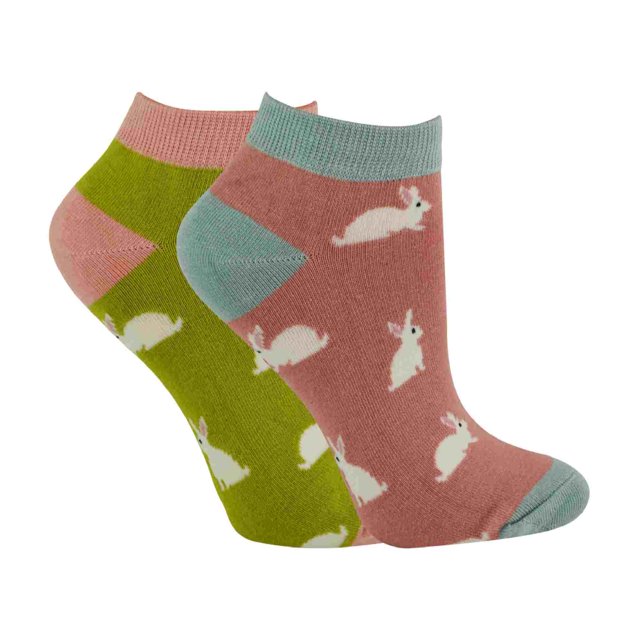 2 Pairs Ladies Bamboo Trainer Socks | Miss Sparrow | Breathable Novelty Animal Patterns Socks