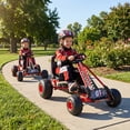 thumbnail image 2 of Gymax Kart à Pédales pour Enfants à 4 Roues avec Embrayage et Frein à Main Roues Multi-Terrain Bleu Rouge, 2 of 10