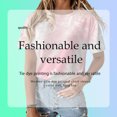 thumbnail image 3 of pitrice T-shirt pour Femme à Col Rond, Manches Courtes, Imprimé Teinture sur Nœuds, Haut Décontracté, Bleu, m Rose G, 3 of 6