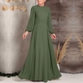 thumbnail image 2 of Women High Neck Abaya Muslim Dress Solid Color Prayer Clothes Long Sleeve Islamic Robe Full Length Dresses, 2 of 6