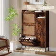 thumbnail image 3 of Yiwa Rattan Shoe Cabinet for Entryway, Hidden Wood Shoe Rack Storage with 3 Flip Drawers, Narrow Freestanding Shoe Organizer Cabinet for Hallway, Easy Assembly, 3 of 8
