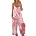 thumbnail image 1 of Sexy Dance Combinaison Longue pour Femmes, Jambes Larges, Pantalon Ample, Col Rond, Rose 2TG, 1 of 3