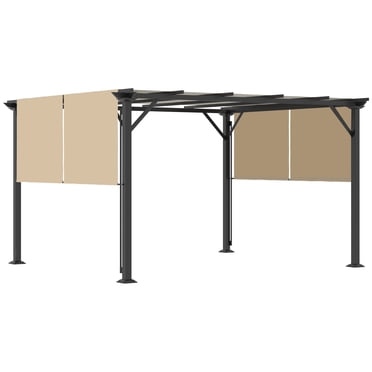 Outsunny 10' x 12' Retractable Pergola Canopy, Beige