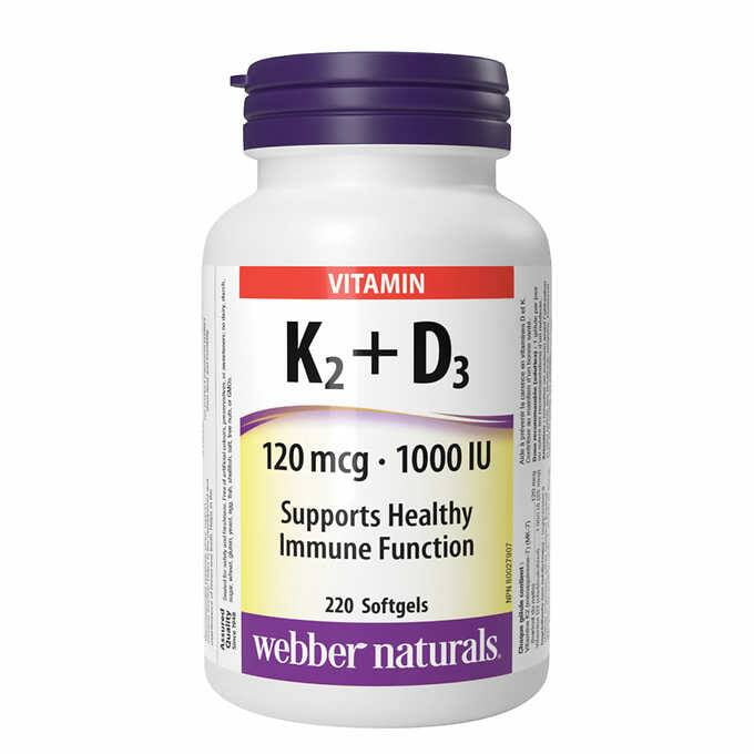 Webber Naturals Vitamin K2+D3 120 Mcg/1000 Iu 220 Softgels 220 Softgels