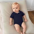 thumbnail image 2 of MIASHUI Justaucorps Bébé Manches Courtes Col Polo Tenue de Gentleman, Bleu Foncé, 18-24 Mois, 2 of 3