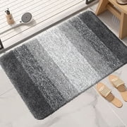 Dvkptbk Gray Bathroom Rugs, Super Absorbent Bath Mat for Bathroom Non Slip, Machine Washable, Quick Dry, Washable Bath Rugs for Floor, Tub and Shower, Home Decor Accessories