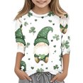 thumbnail image 3 of TZEWGL T-Shirts pour Enfants Imprimés Manches 3/4 Col Rond Haut Ample pour Filles Garçons Taille 6-7T, 3 of 5