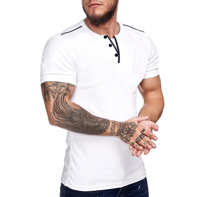 Birdeem Men Short-Sleeve Beefy Muscle Basic Solid Pure Color Blouse Tee Shirt Top