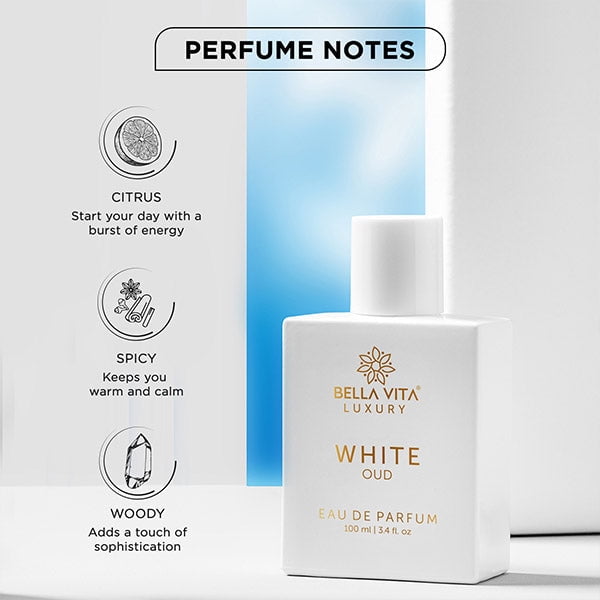 BELLAVITA WHITE Oud Unisex, Perfume for Women and Men, 100 ml EDP