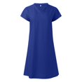 thumbnail image 3 of WILLBEST Robe d'Été Formelle pour Invité de Mariage d'Automne Dresses Robe en Lin pour Femmes Dresses Décontractée Col en V Robe Midi Manches Courtes Robe Ligne A Robe de Plage Sans Accessoires, 3 of 5