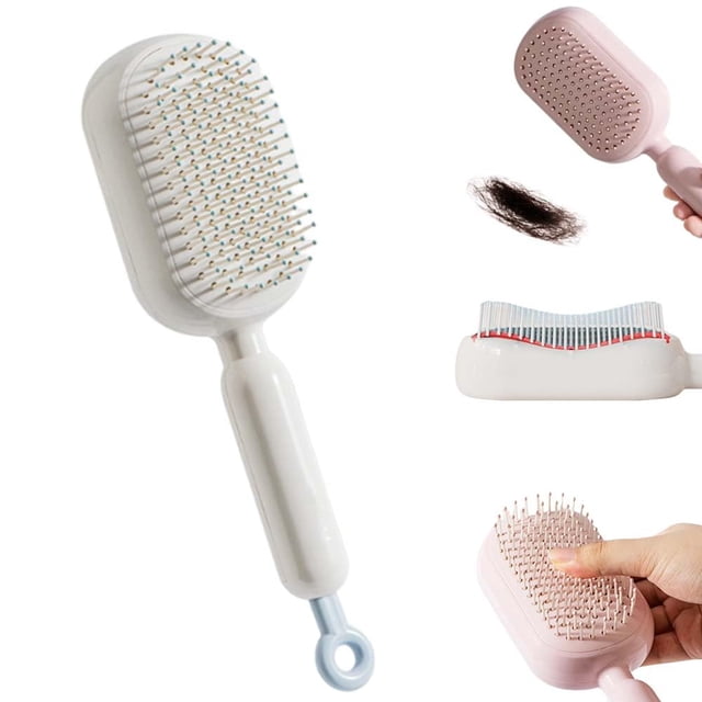 2026 New Retractable Cushion Massage Comb Brush Self Cleaning White