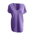 thumbnail image 4 of Yubnlvae T-Shirt Décontracté à Poche à Manches Courtes pour Femmes, T-Shirt Décontracté à la Mode pour Femmes Uni avec Poche, Liquidation! Uni, Col Rond, Violet, G, 4 of 4