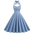 thumbnail image 1 of Pisexur Robes Rétro à Pois pour Femmes Vintage des Années 1950 à Col Licou Cocktail Robe de Soirée Évasée Robe de Bal des Années 50 60 Robes Rockabilly, 1 of 9