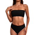 thumbnail image 1 of Maillot de Bain 2 Pcs pour Femmes, Haut de Poitrine Bikini Multicolore, Noir P-TG, 1 of 2