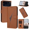 thumbnail image 1 of Premium Flip Case for iPhone 17 Pro Carbon Fiber Texture, Stand & Magnetic Clasp Brown, 1 of 7